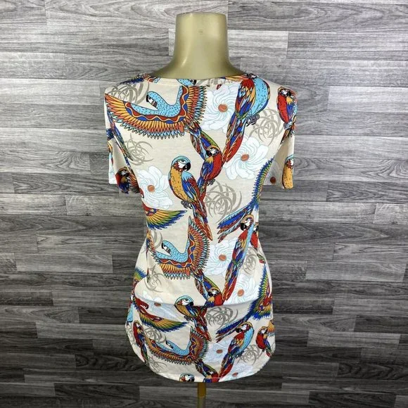 LULAROE Round Neck Short Sleeve White Bird Print T-Shirt Women's Size XL - Picture 10 of 10